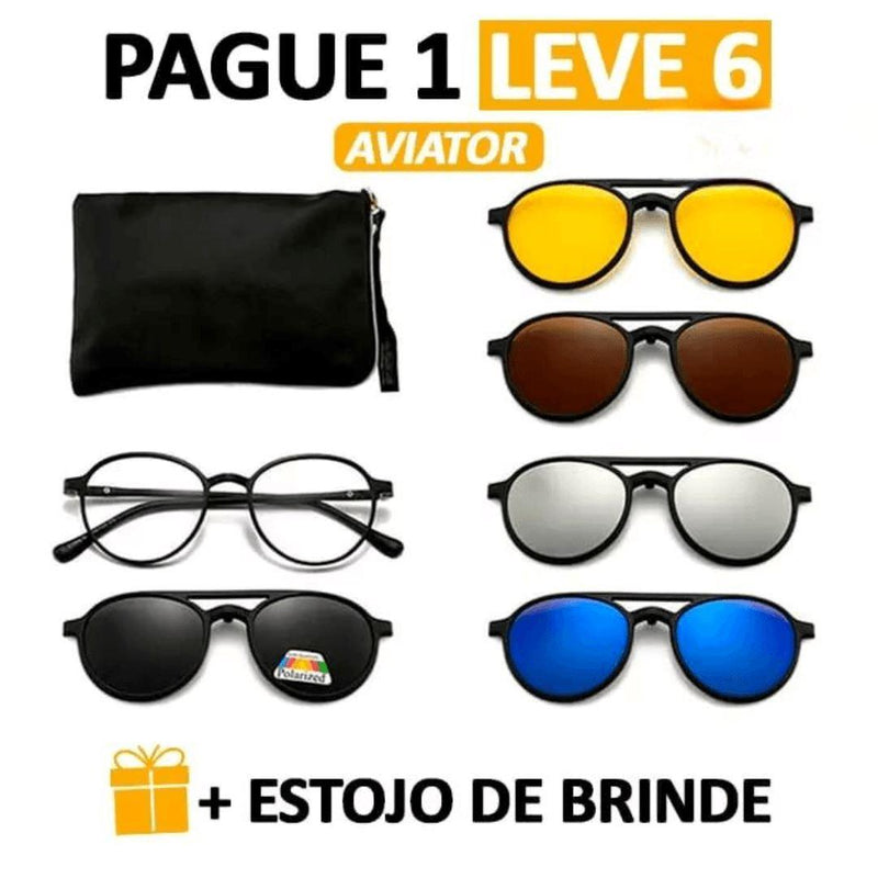 Óculos de Sol Polarizado - Pague 1 leve 6 + Estojo de Brinde - EzyShop